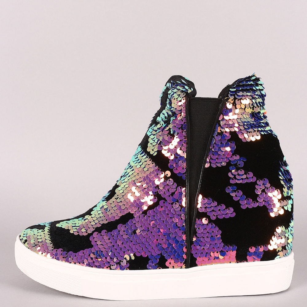 NEW🔥Sequin Holographic Ankle Booties Sneaker sz 9 - Picture 3 of 6